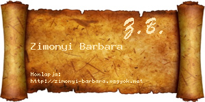 Zimonyi Barbara névjegykártya